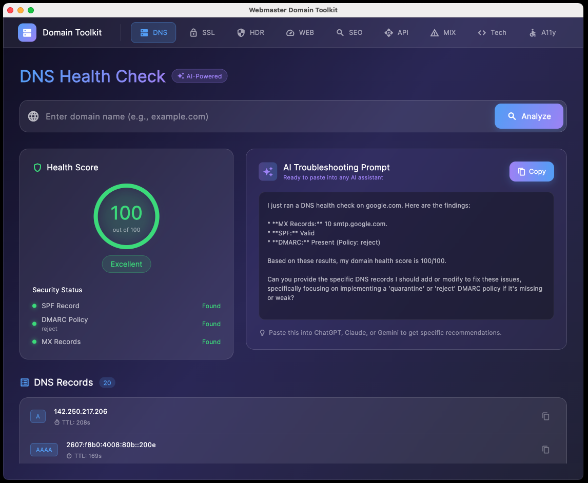 Webmaster Domain Toolkit